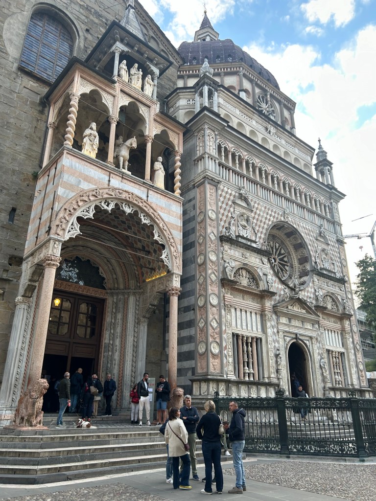 Colleoni Chapel and Basilica di Santa Maria Maggiore in Bergamo old town, Italy, with ornate Renaissance architecture